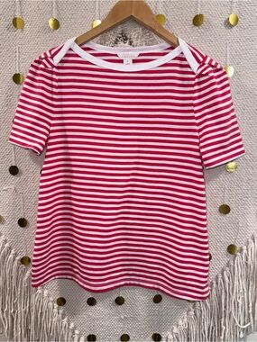 Caslon Red & White Striped Short Sleeve Top